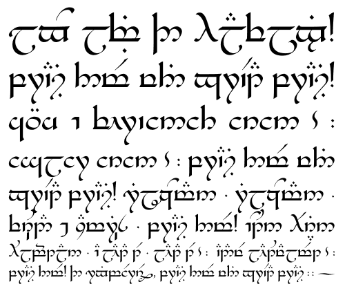 Tengwar Eldamar font sample